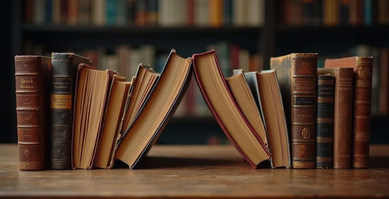 Abstract representation of literary evolution from classical to modern texts