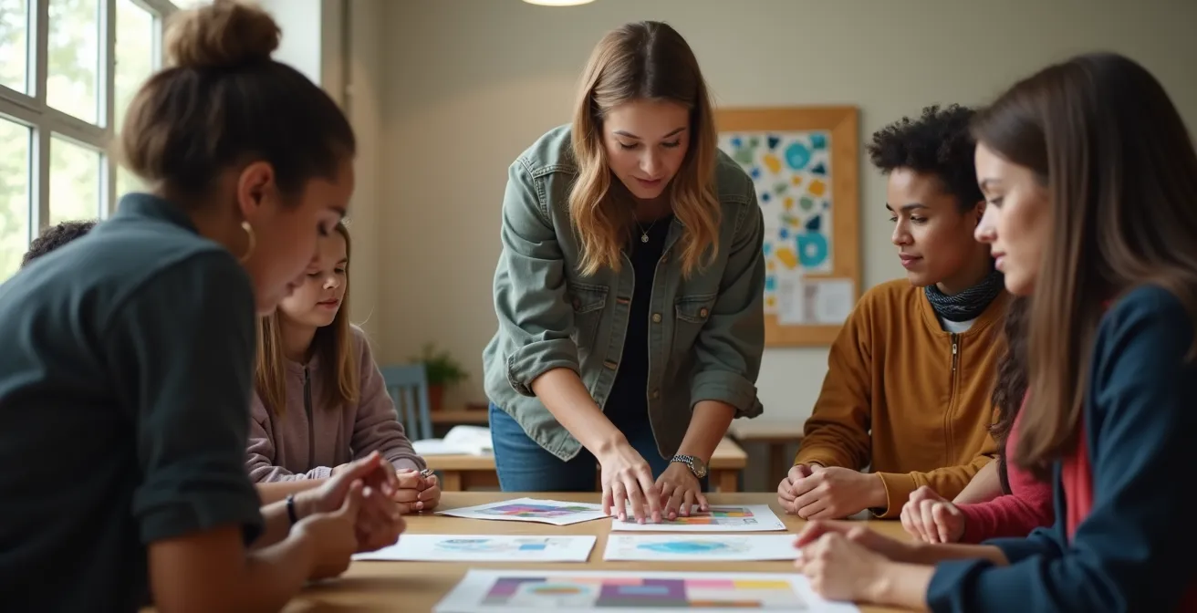 Professional volunteering in community setting developing new skills through hands-on experience