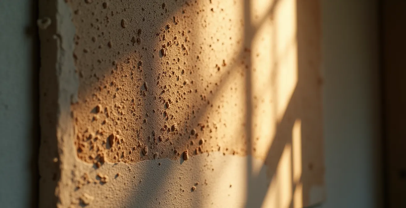 Close-up of textured wall surface illuminated with high-CRI lighting showing rich details