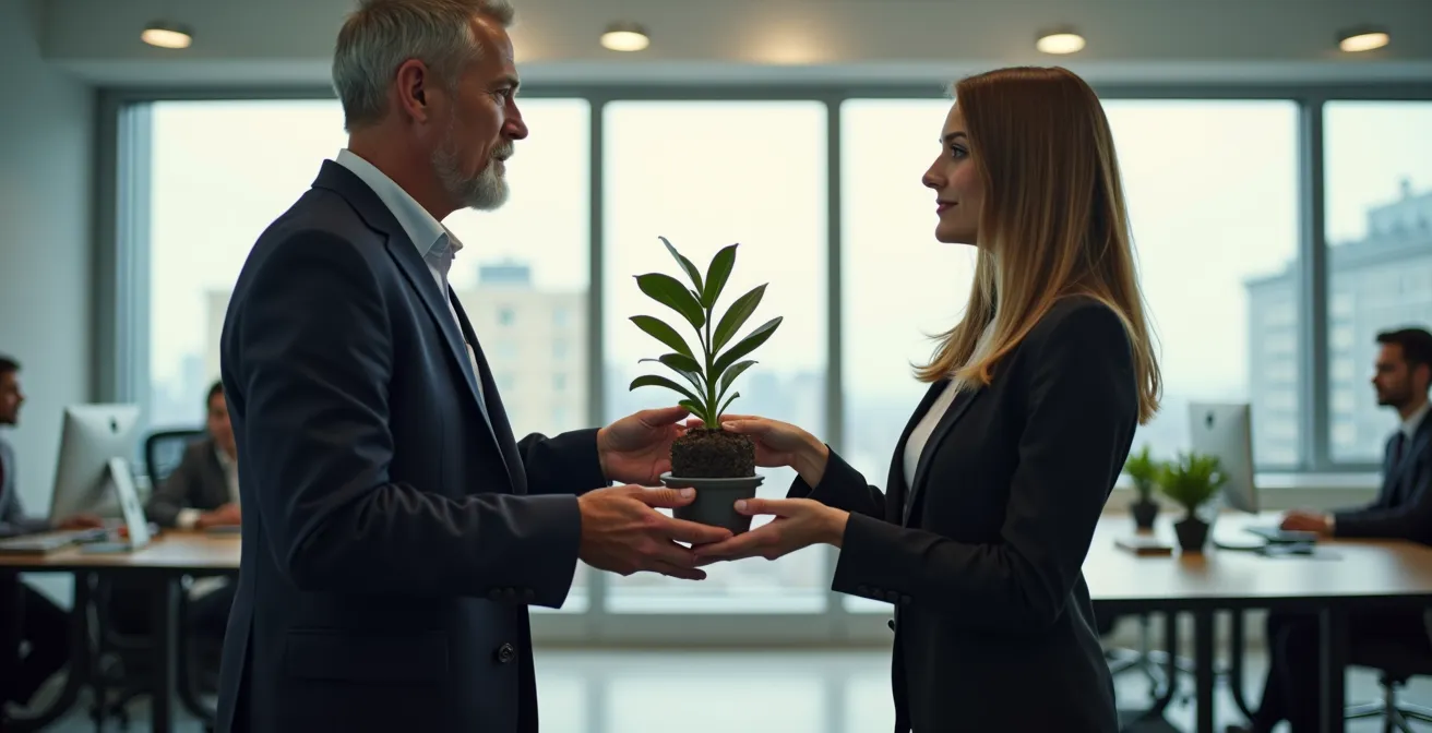 Leader passing responsibility to emerging leaders in mentorship moment